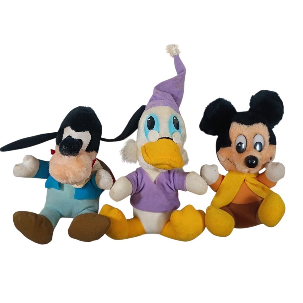 Vintage 1984Disney Mickey's Christmas Carol Stuffed Plush Hardees Toys Set of 3